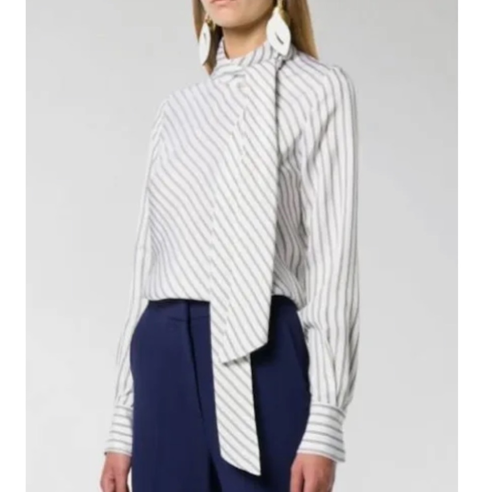 See by Chloe - Striped Tie Neck Blouse - GUC